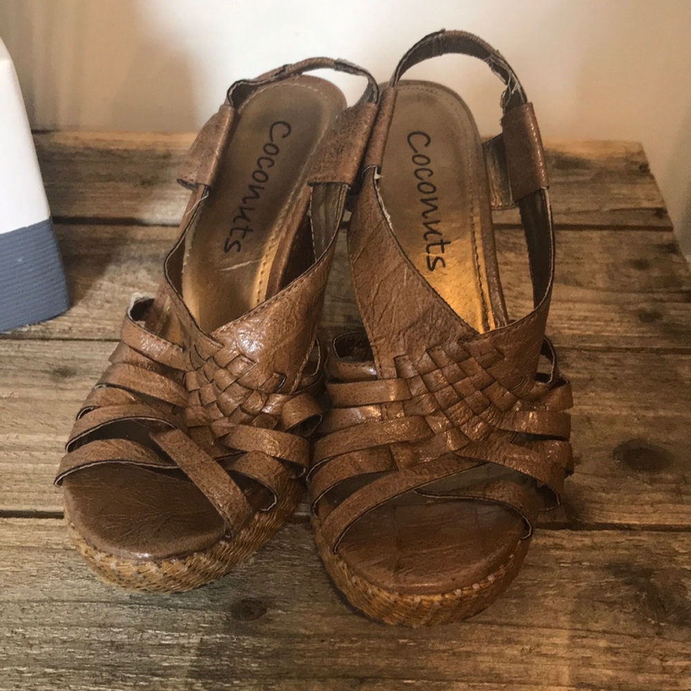 Coconuts brown wedge sandals